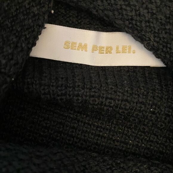 Black Wool Blend Cowl Neck Knit Midi Sweater Dress - Picture 9 of 9